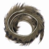 Black Barred Rabbit Fur Zonker - Olive Dk - Black barred-07, 6 mm