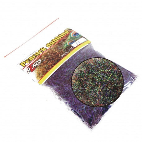 Peacock Dubbing - Black Green / Red - Violet eff. 05
