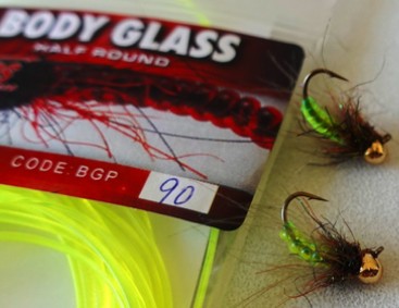 Body Glass Half (Larva Lace) Round 1,2 mm - Yellow Fluo - 90