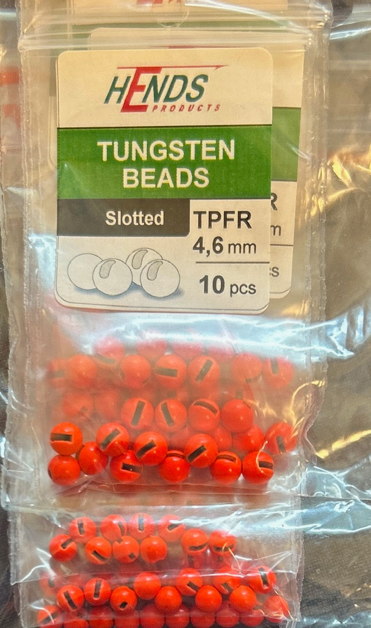 Hends Beads Jig Tungsten Slotted - Flou Red Paint, 4 mm
