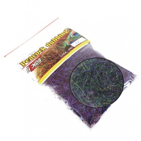 Peacock Dubbing - Black Green / Violet effect 09