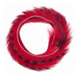 Black Barred Rabbit Fur Zonker - Red - Black barred-04, 4 mm