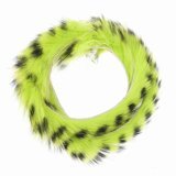 Black Barred Rabbit Fur Zonker - Chartreuse - Black barred-89, 6 mm